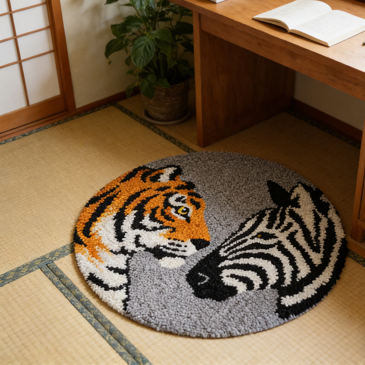 Rubbyoo Latch Hook Rug Kit - Tigers And Zebras | Creative Animal Craft | Handmade Home Decor For Beginner - image 3