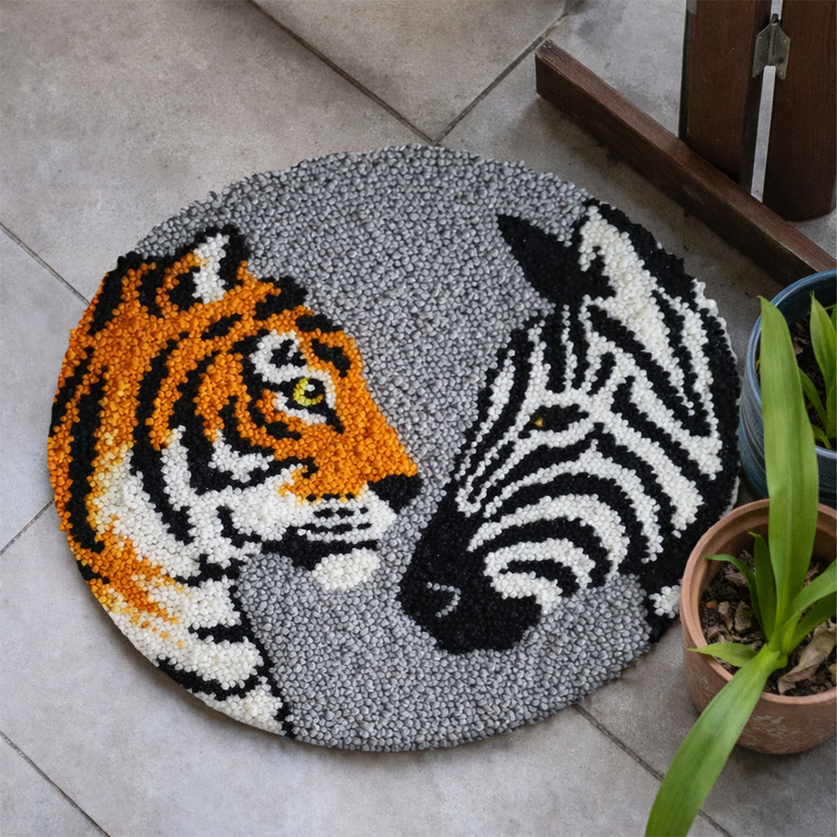 Rubbyoo Latch Hook Rug Kit - Tigers And Zebras | Creative Animal Craft | Handmade Home Decor For Beginner - image 6