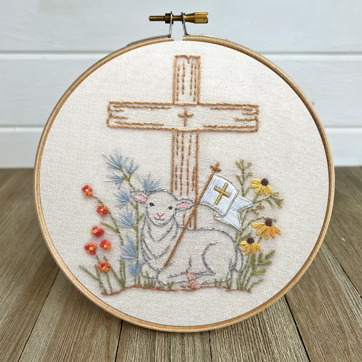 Rubbyoo Embroidery Kit - Cross And Lamb | Diy Stitching Art | Easter Handmade Craft  - image 5