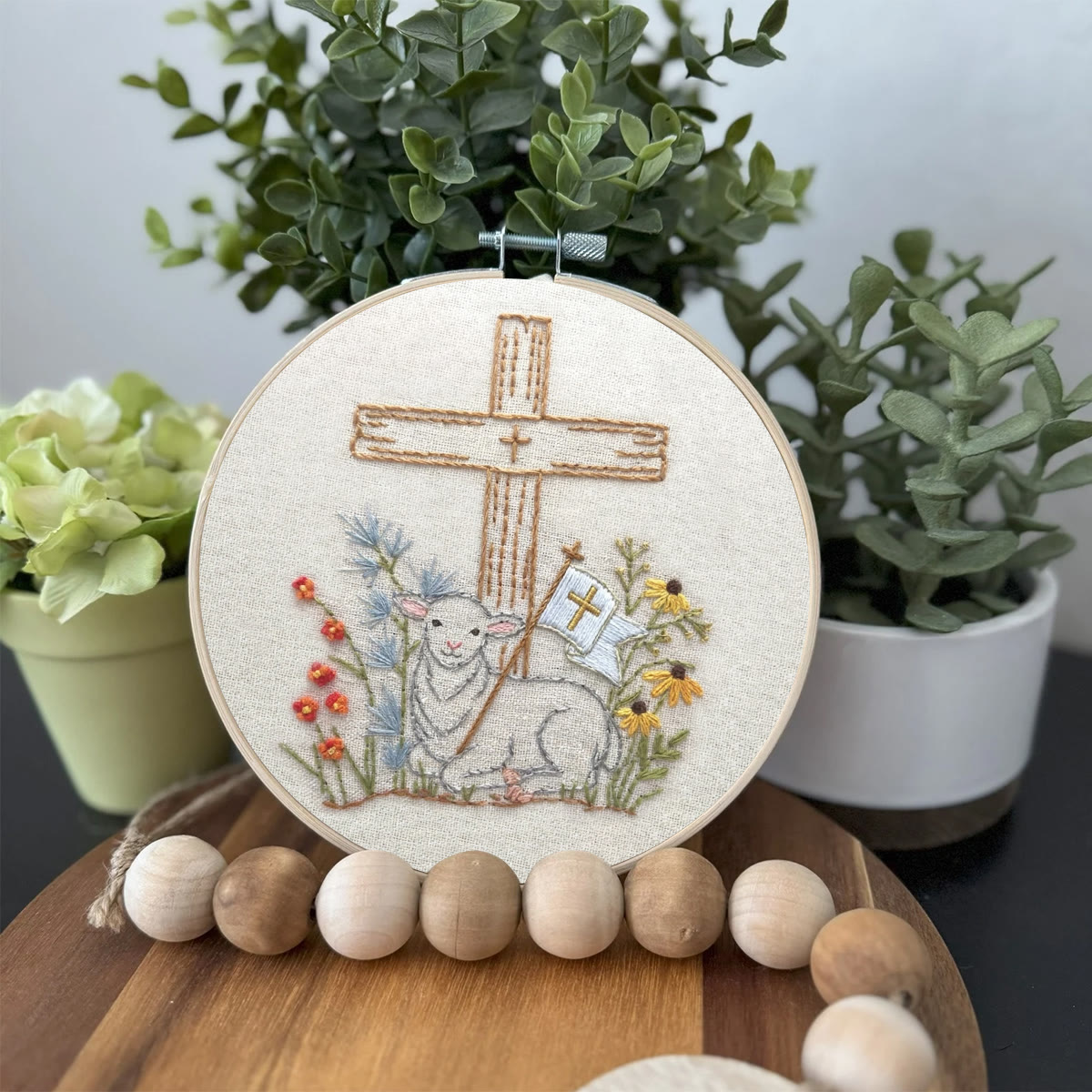 Rubbyoo Embroidery Kit - Cross And Lamb | Diy Stitching Art | Easter Handmade Craft  - image 3