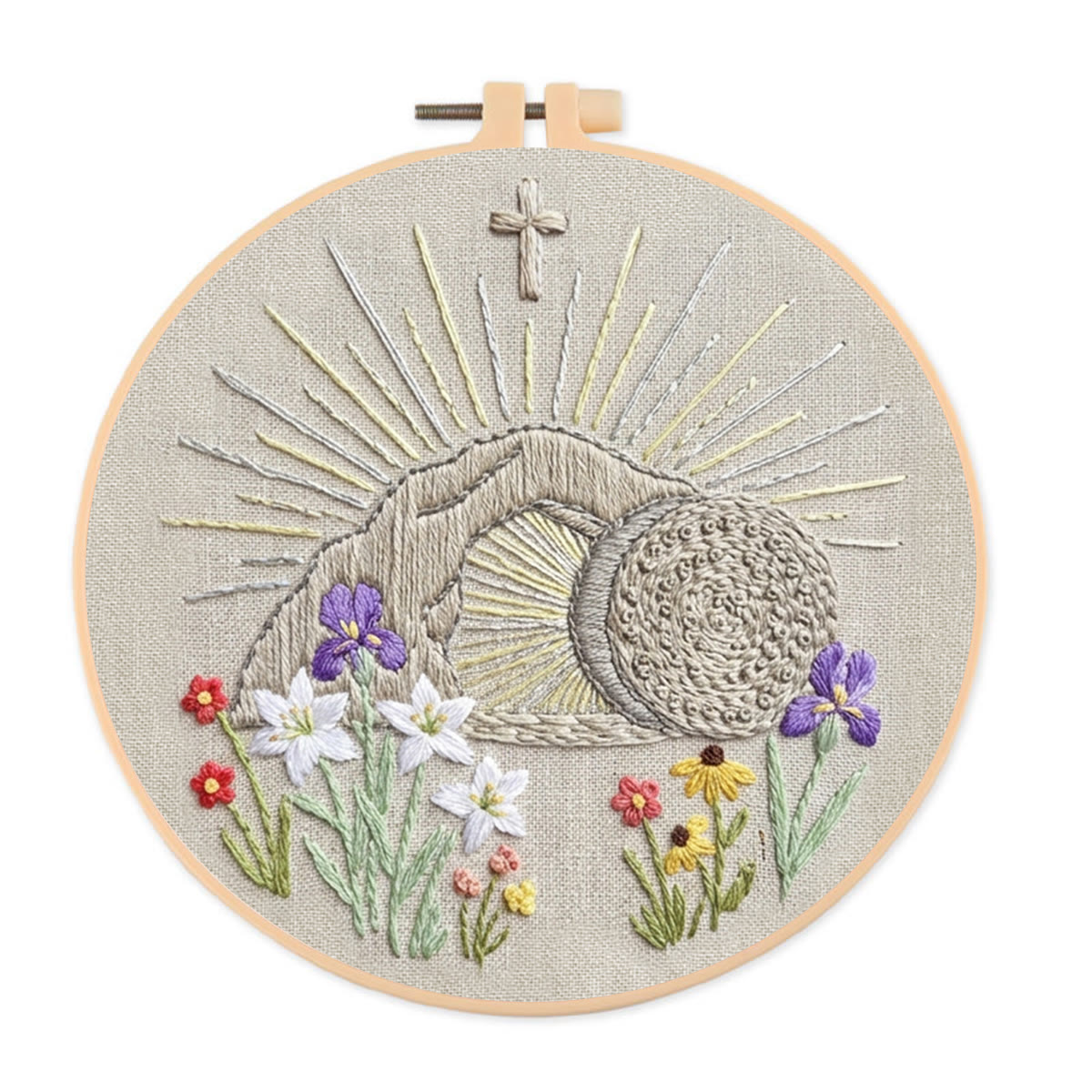 Rubbyoo Embroidery Kit - Floral Christian | Diy Easter Handicraft | Christian Needlework Gift - 20*20cm - image 1