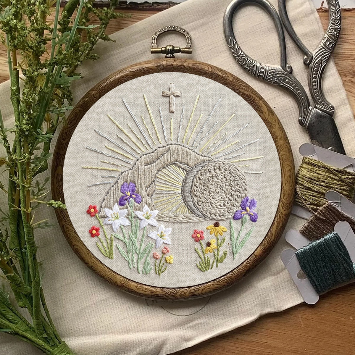 Rubbyoo Embroidery Kit - Floral Christian | Diy Easter Handicraft | Christian Needlework Gift - image 2