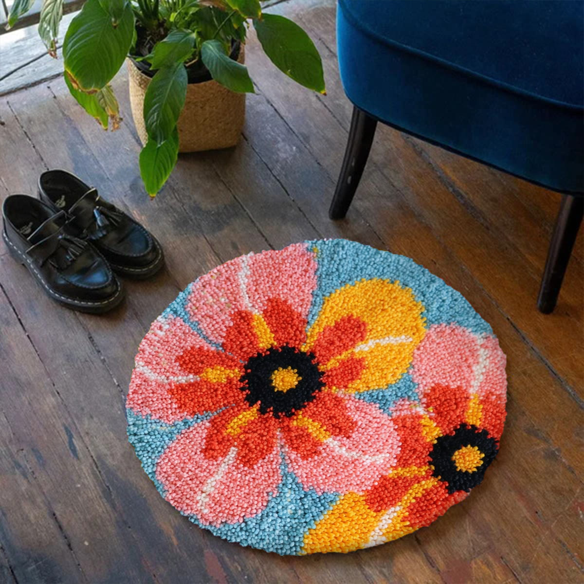 Rubbyoo Latch Hook Rug Kit - Charming Flower | Plush Handmade Craft | Unique Housewarming Gift - image 2