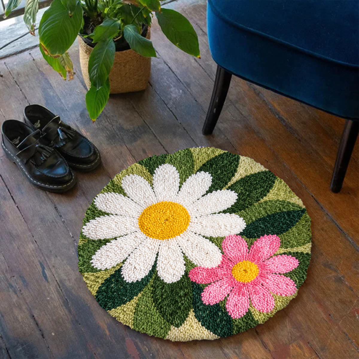 Rubbyoo Latch Hook Rug Kit - Blooming Daisy | Versatile Home Decor | Cute Bedroom Rug - image 2