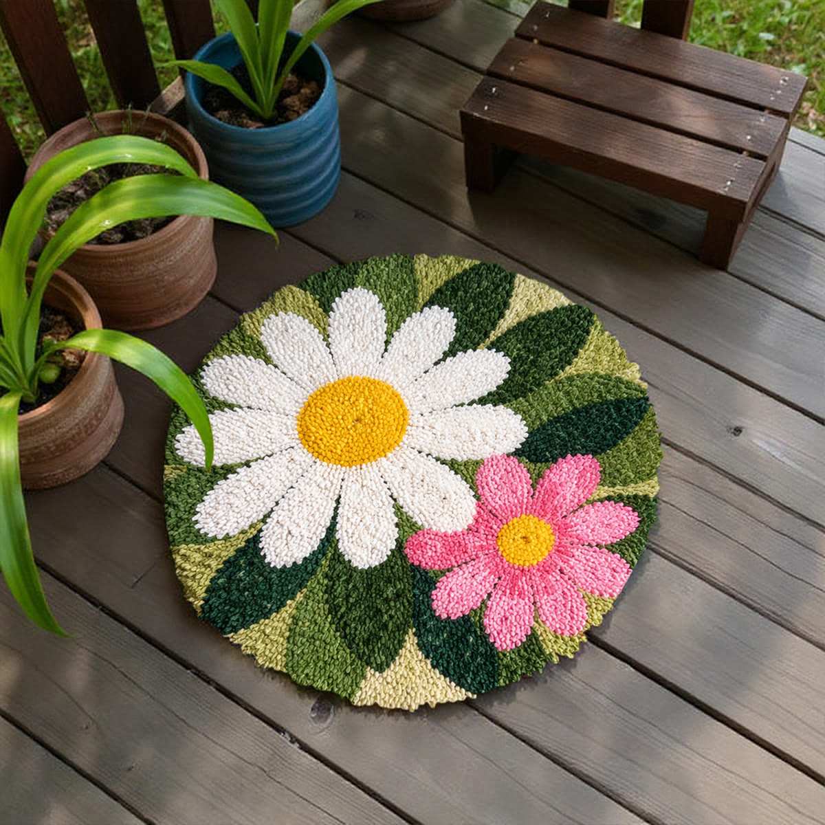Rubbyoo Latch Hook Rug Kit - Blooming Daisy | Versatile Home Decor | Cute Bedroom Rug - image 5