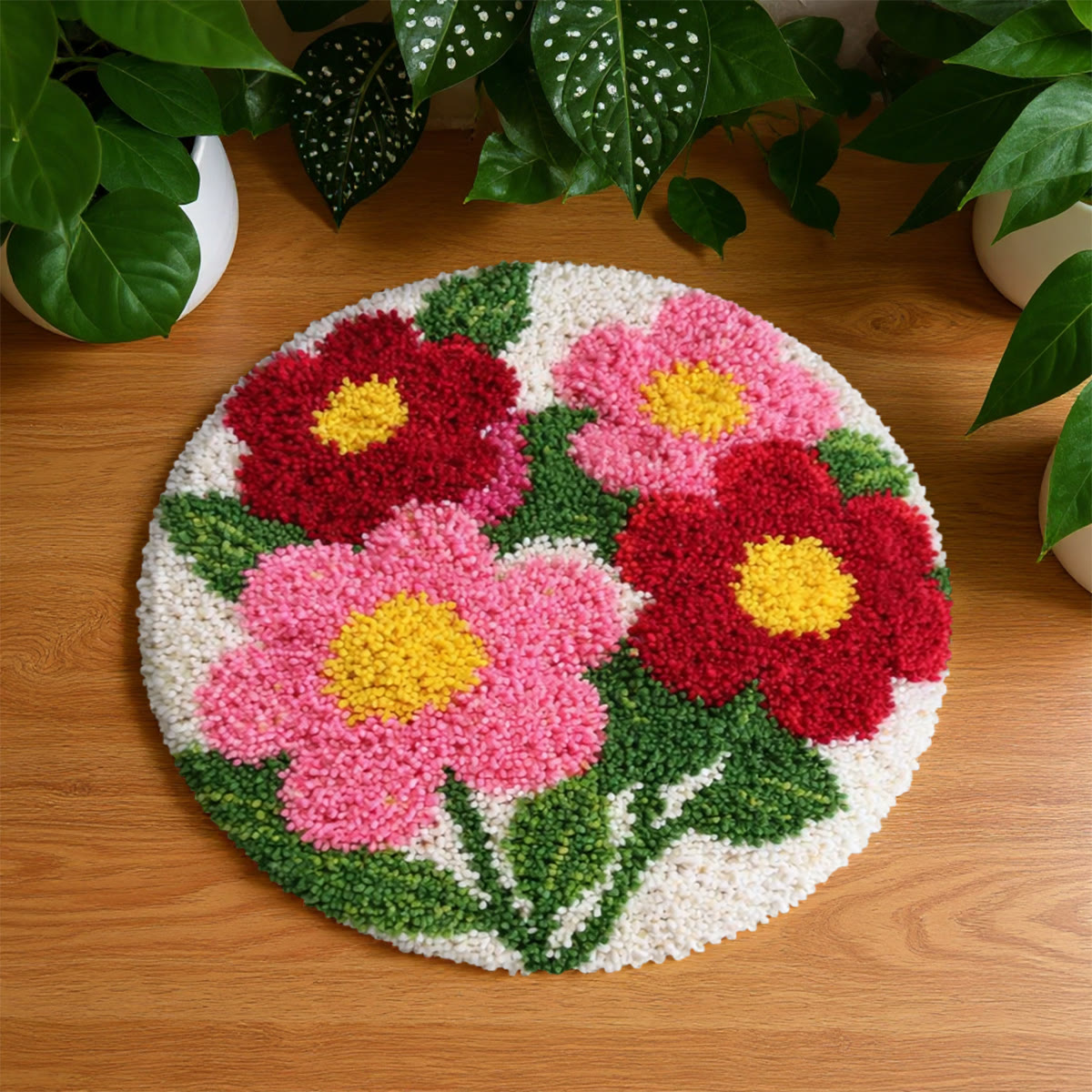 Rubbyoo Latch Hook Rug Kit - Vibrant Flower | Diy Soft Home Rug | Perfect Handmade Gift  - 48×48cm - image 1