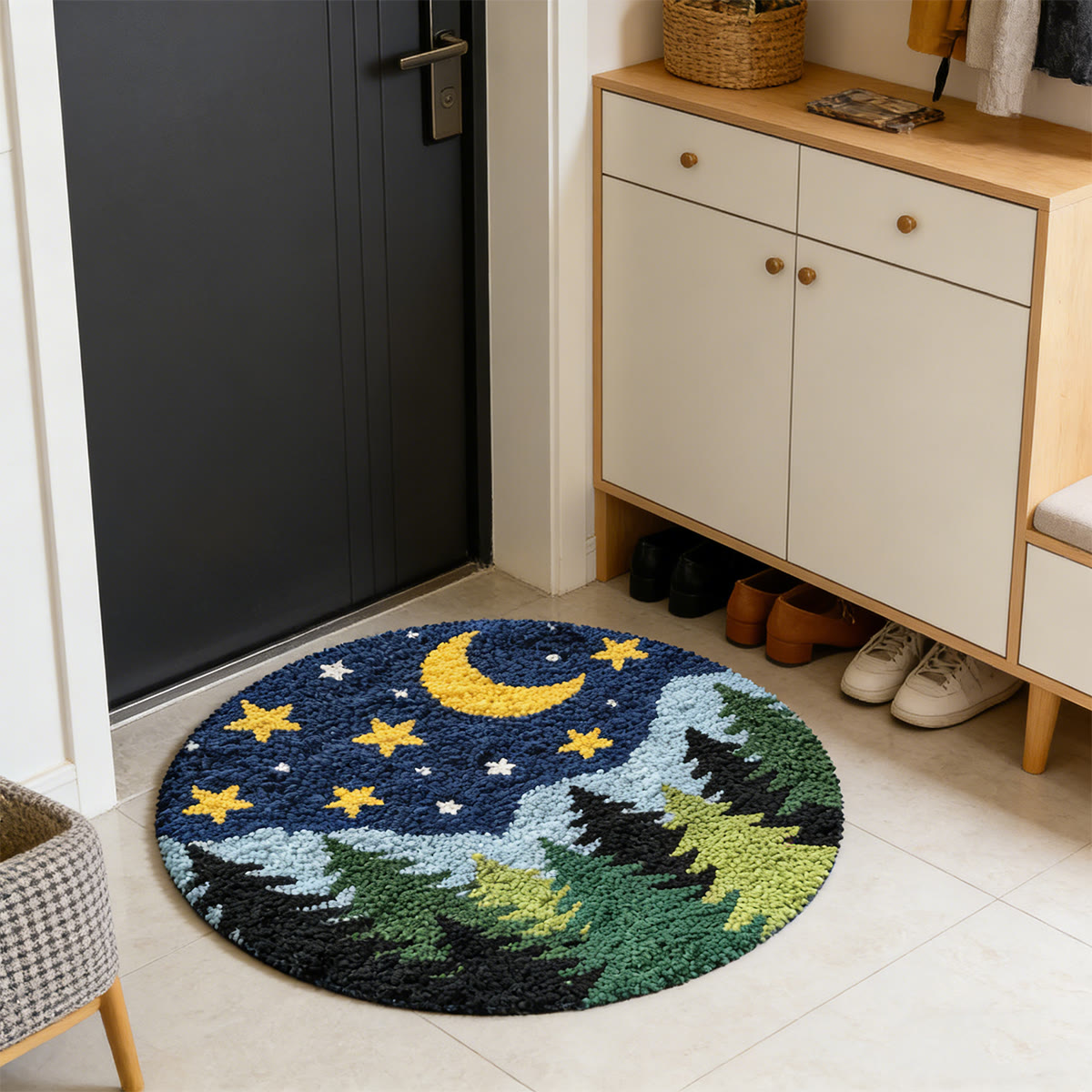 Rubbyoo Latch Hook Rug Kit - Forest At Night | Special Handmade Craft | Diy Versatile Plush Rug - image 3