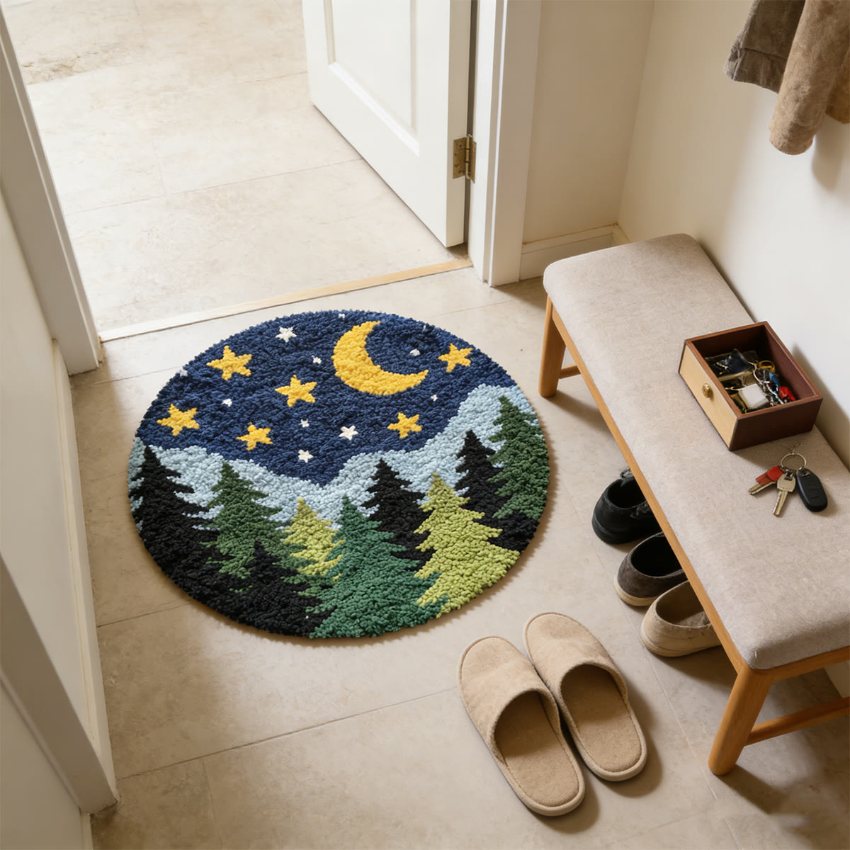Rubbyoo Latch Hook Rug Kit - Forest At Night | Special Handmade Craft | Diy Versatile Plush Rug - image 2