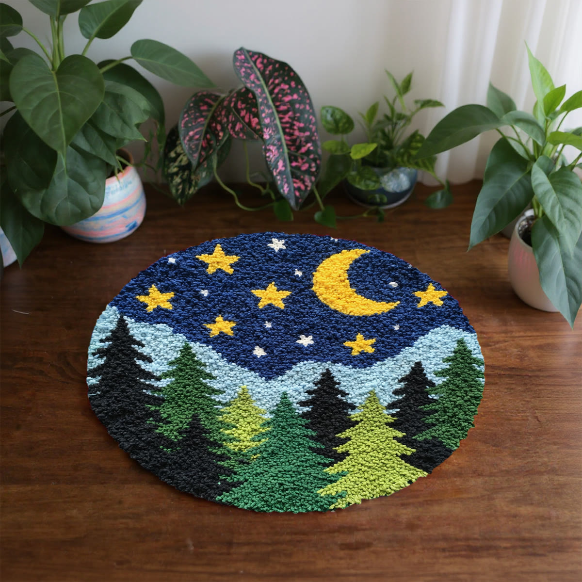Rubbyoo Latch Hook Rug Kit - Forest At Night | Special Handmade Craft | Diy Versatile Plush Rug - image 4