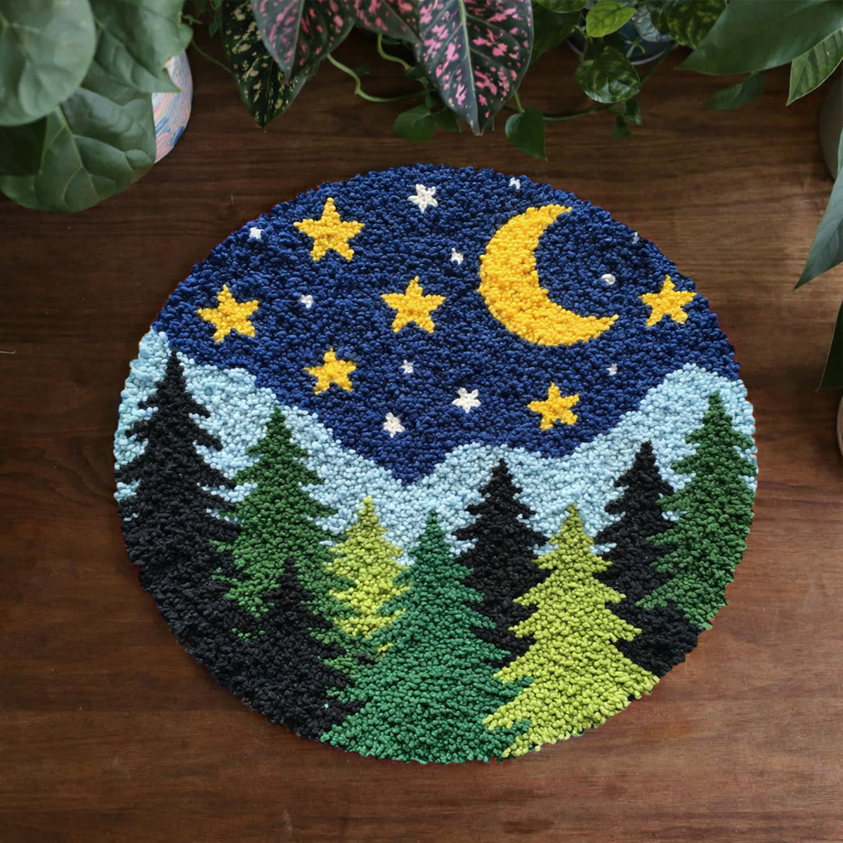 Rubbyoo Latch Hook Rug Kit - Forest At Night | Special Handmade Craft | Diy Versatile Plush Rug - image 1