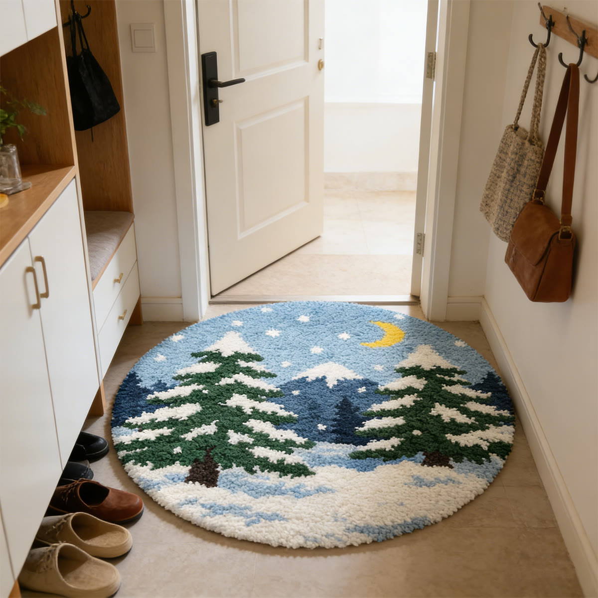 Rubbyoo Latch Hook Rug Kit - Snowy Forest | Creative Winter Handicraft | Diy Entrance Rug - 48×48cm - image 2