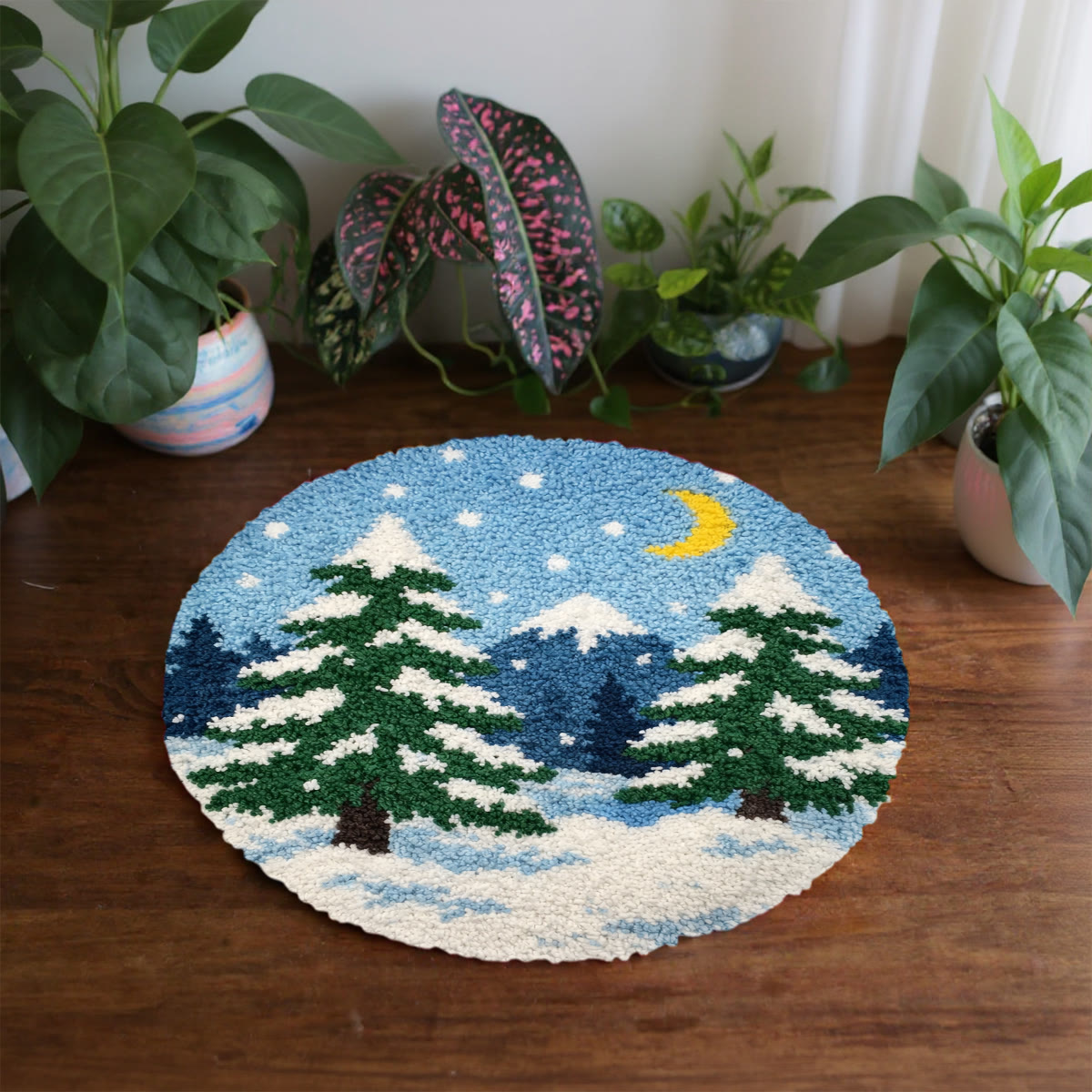 Rubbyoo Latch Hook Rug Kit - Snowy Forest | Creative Winter Handicraft | Diy Entrance Rug - image 3