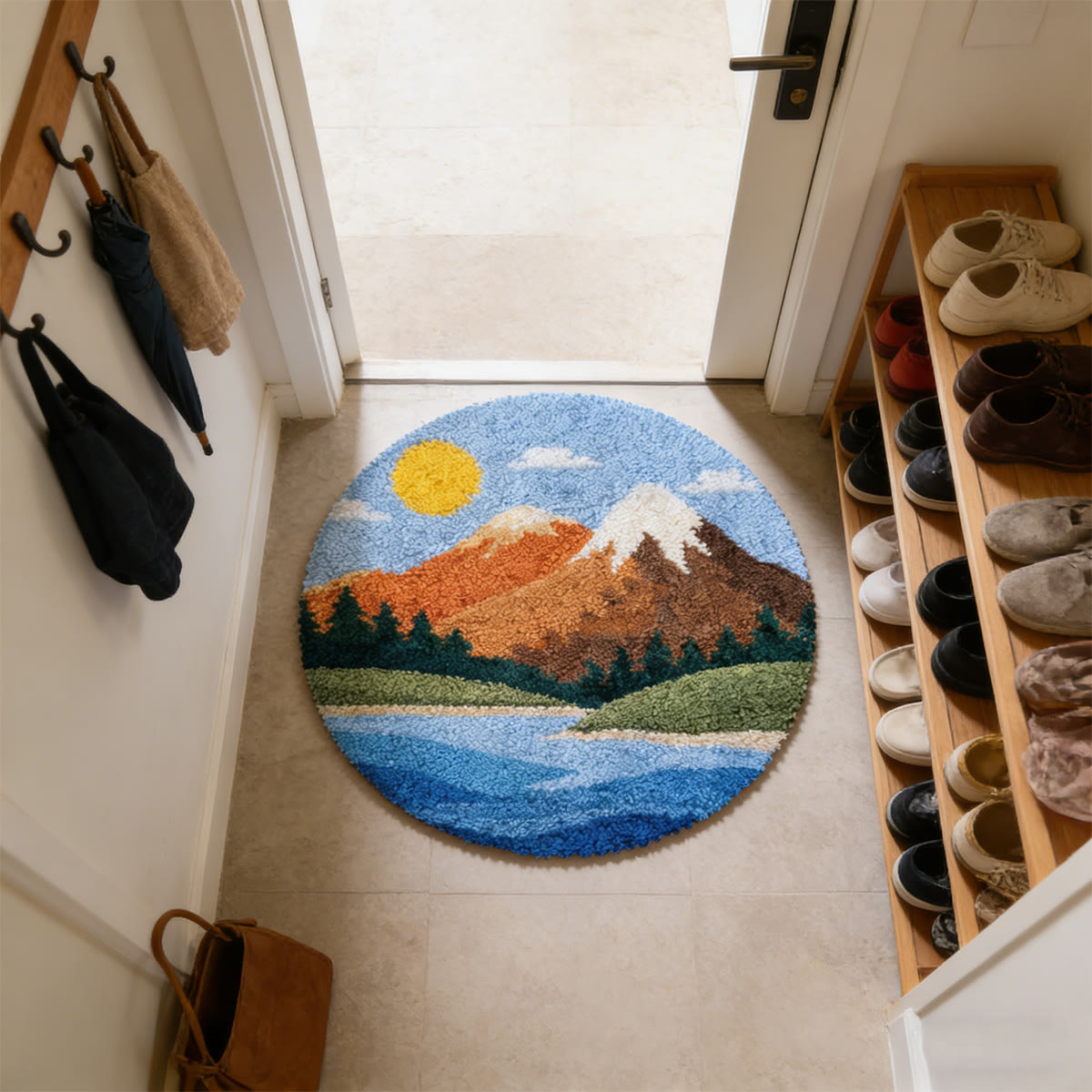 Rubbyoo Latch Hook Rug Kit - Sunset Mountain | Diy Craft For Home Decor | Creative Yarn Craft - image 2