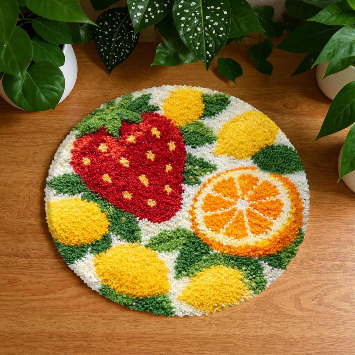 Rubbyoo Latch Hook Rug Kit - Fruit | Beginner Handmade Craft | Unique Home Decor - 48×48cm - image 1