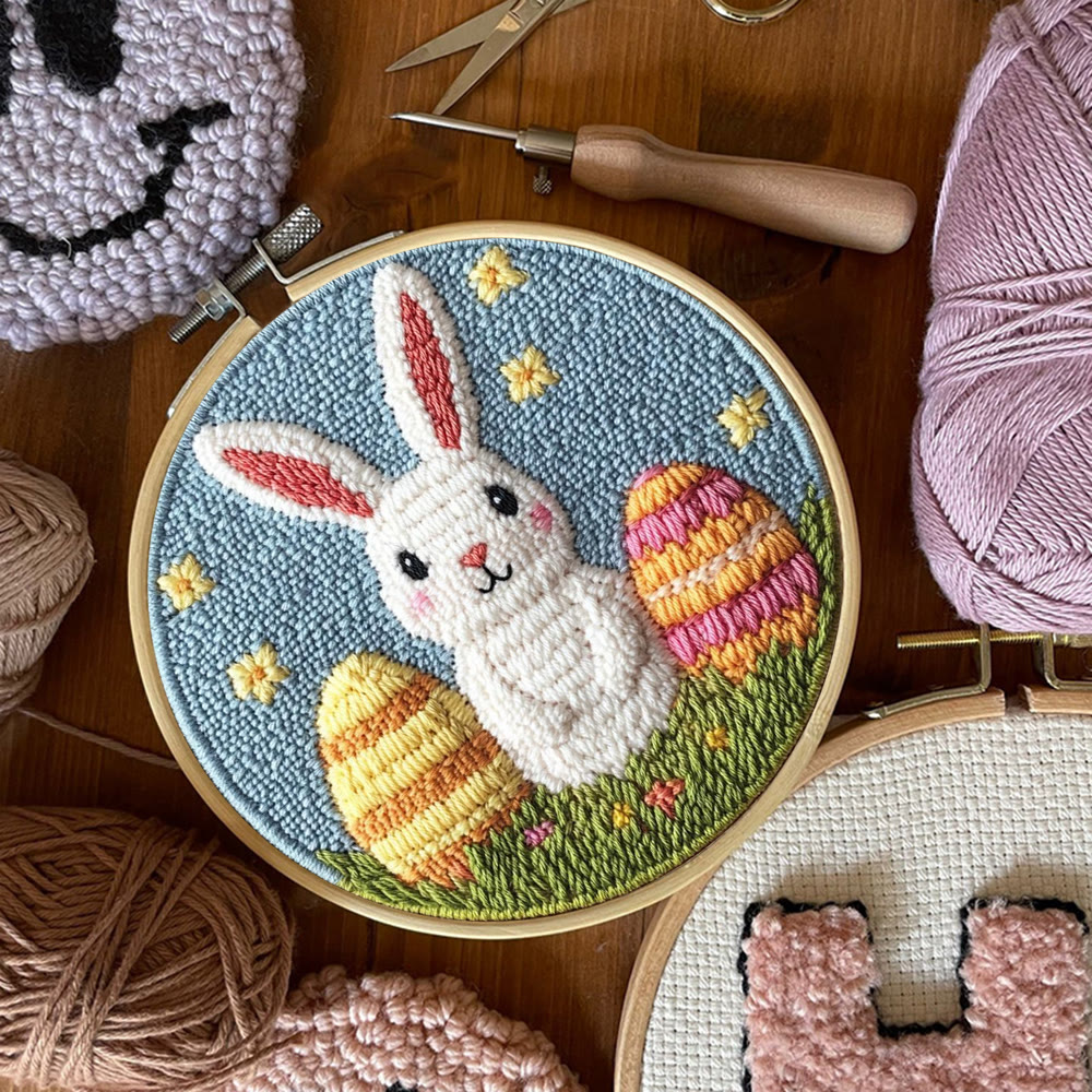 Starry Night Double Egg Bunny Punch Needle Kit - Cozy Diy | Whimsical Statement - image 10