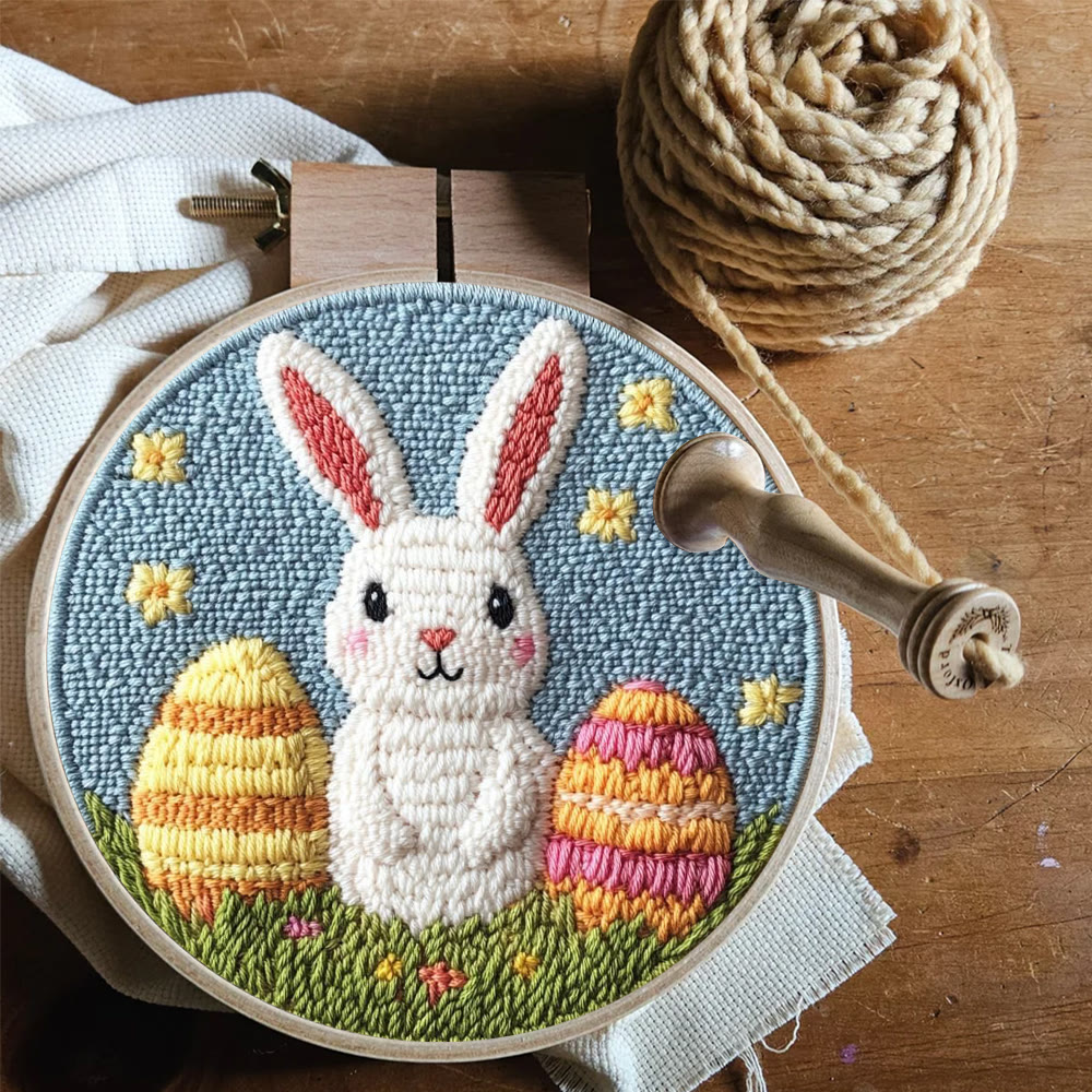 Starry Night Double Egg Bunny Punch Needle Kit - Cozy Diy | Whimsical Statement - image 9