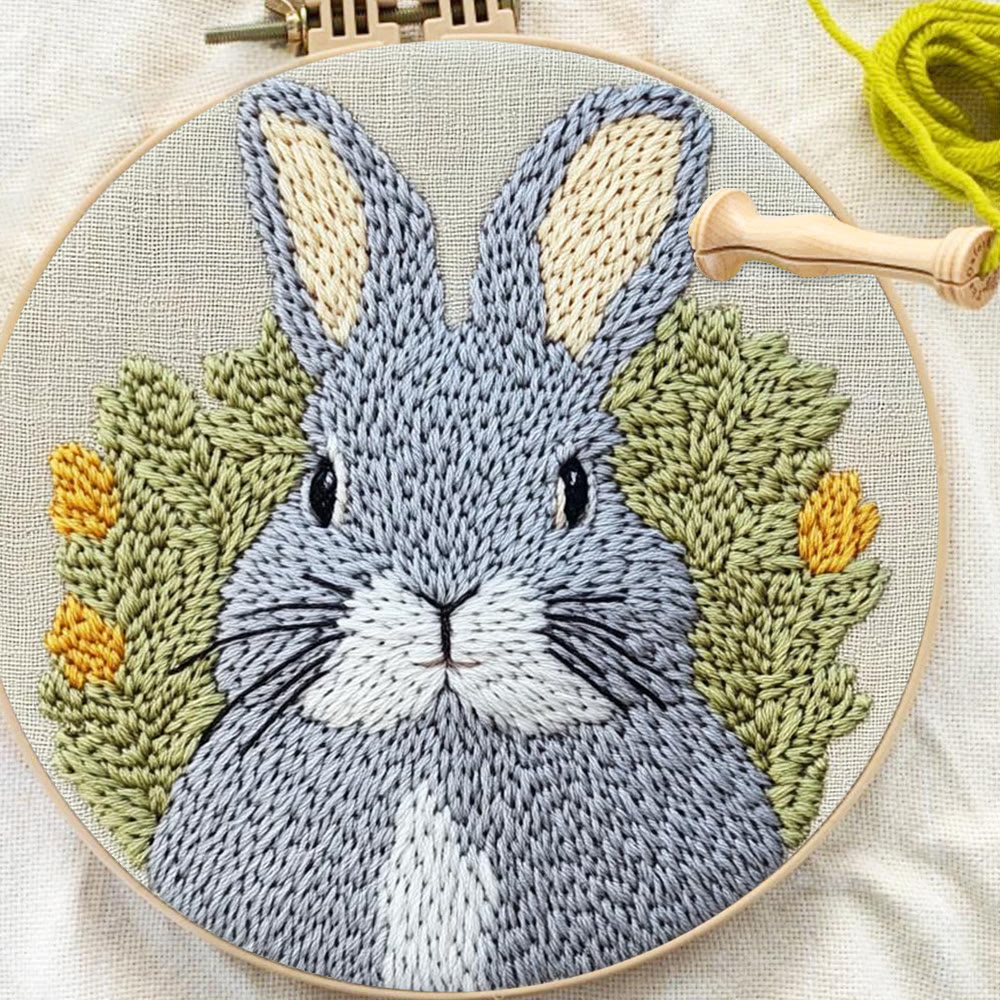 Grey Bunny Portrait Punch Needle Kit - Accessible Craft | Heartwarming Gift Idea - image 7