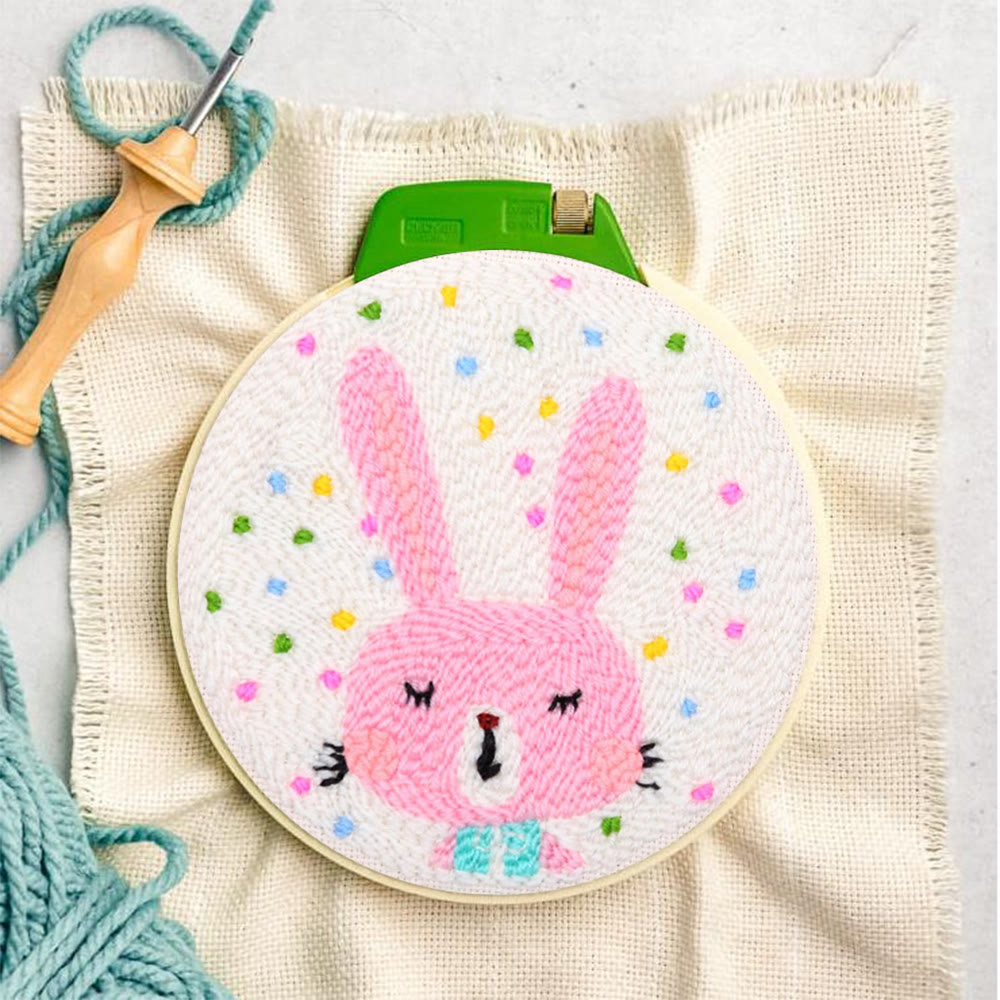 Confetti Pink Bunny Punch Needle Kit - Breezy Craft | Easter Party Accent - image 3