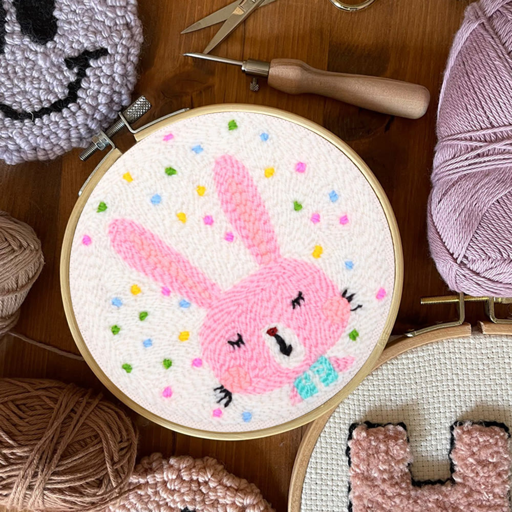 Confetti Pink Bunny Punch Needle Kit - Breezy Craft | Easter Party Accent - image 11