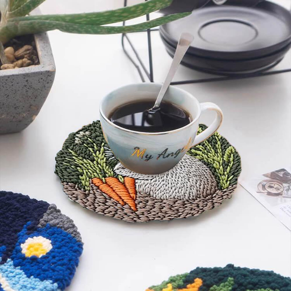 Carrot Cuddling Grey Bunny Punch Needle Kit - Rewarding Diy | Seasonal Keepsake - image 5