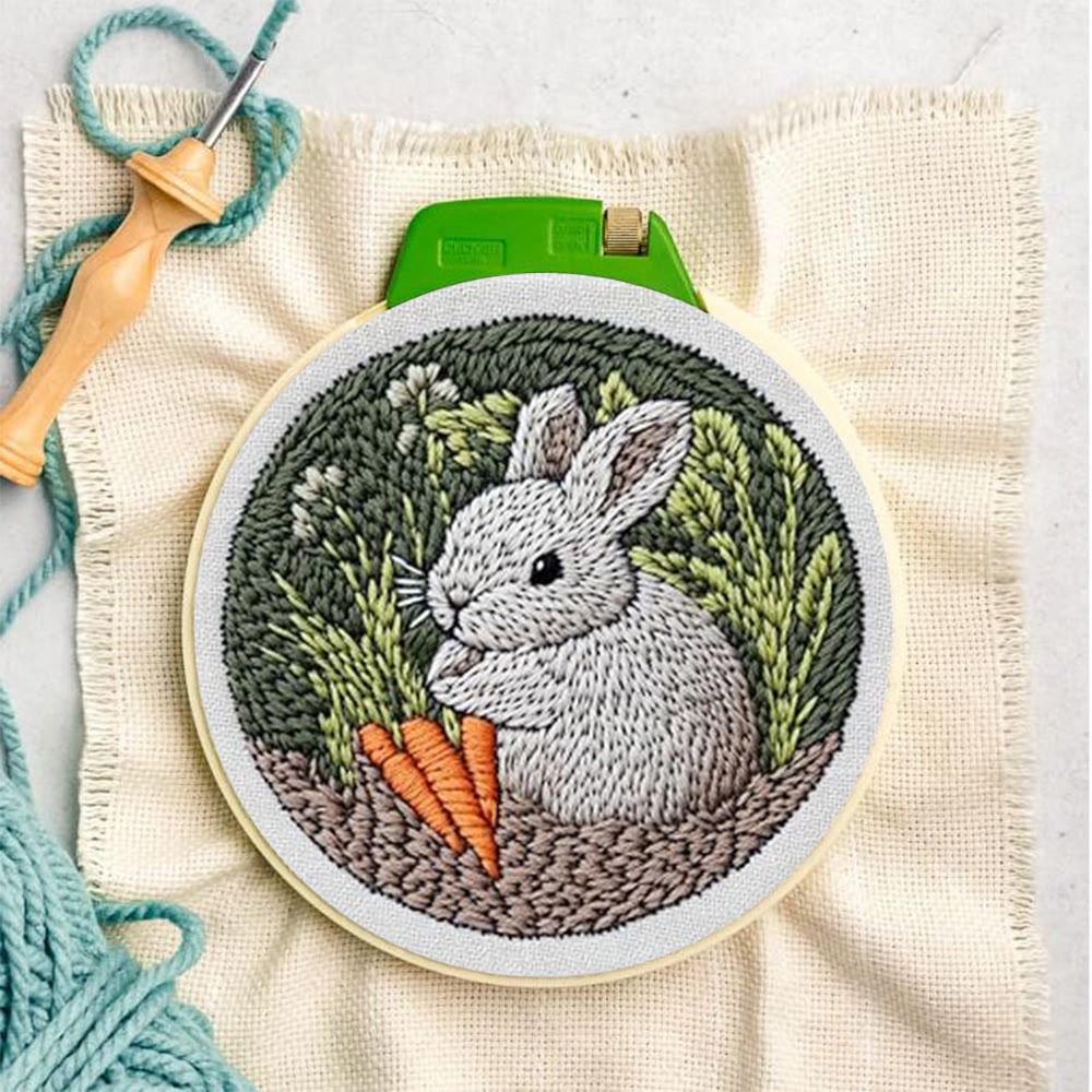 Carrot Cuddling Grey Bunny Punch Needle Kit - Rewarding Diy | Seasonal Keepsake - image 7