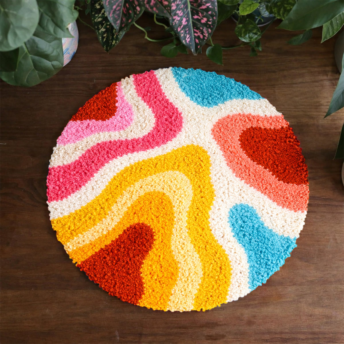 Rubbyoo Latch Hook Rug Kit - Vibrant Patten | Handmade Room Rug | Creative Craft Kits - 48×48cm - image 1