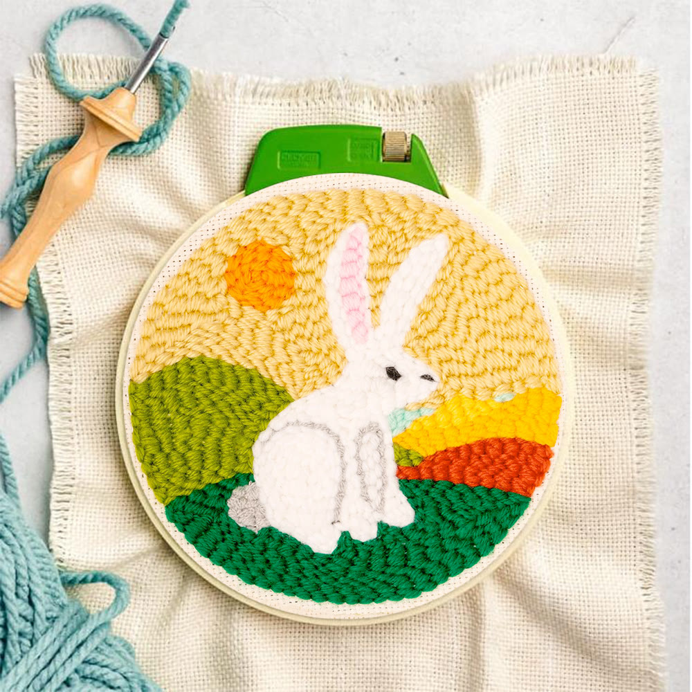 Sunny Meadow White Bunny Punch Needle Kit - Quick Craft | Springtime Highlight - image 6