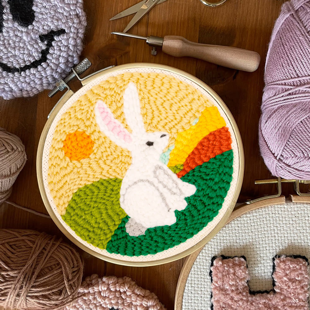 Sunny Meadow White Bunny Punch Needle Kit - Quick Craft | Springtime Highlight - image 8