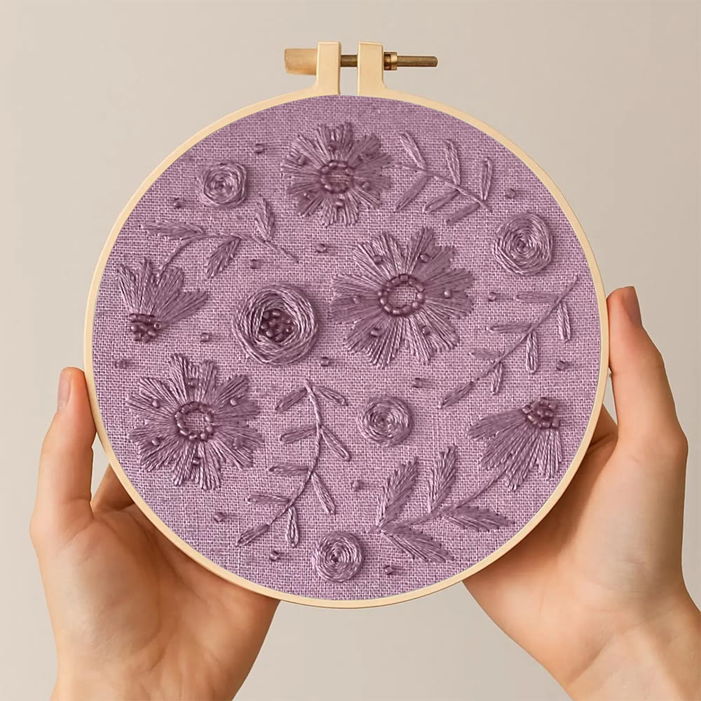 Rubbyoo Embroidery Kit - Purple Charm | Diy Floral Artwork | Easy Handmade Craft For Beginner - image 5