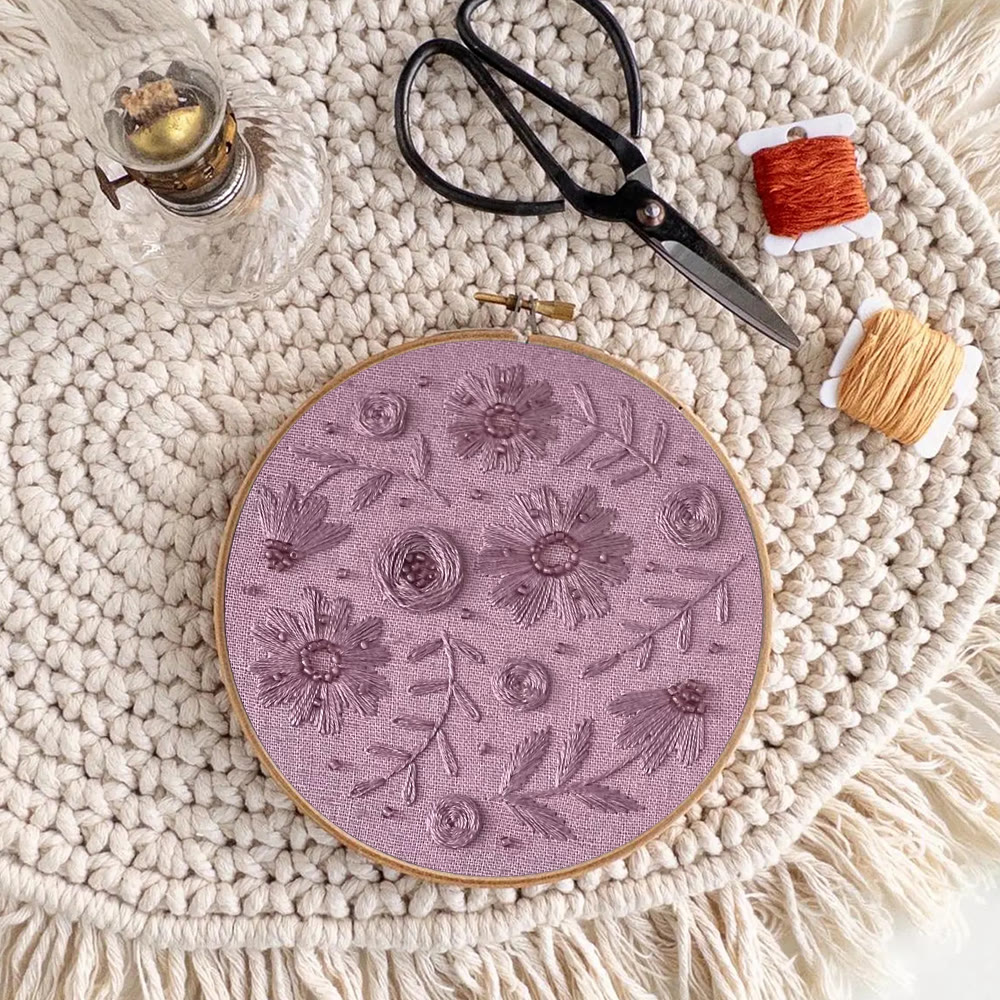 Rubbyoo Embroidery Kit - Purple Charm | Diy Floral Artwork | Easy Handmade Craft For Beginner - image 3