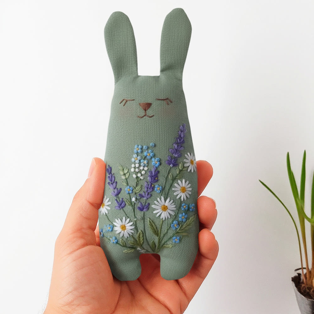 Rubbyoo Bunny Toy Embroidery Kit - Spring Charm | Handmade Bunny Craft  | Gift For Her  - 8 inches hoop kit - image 1