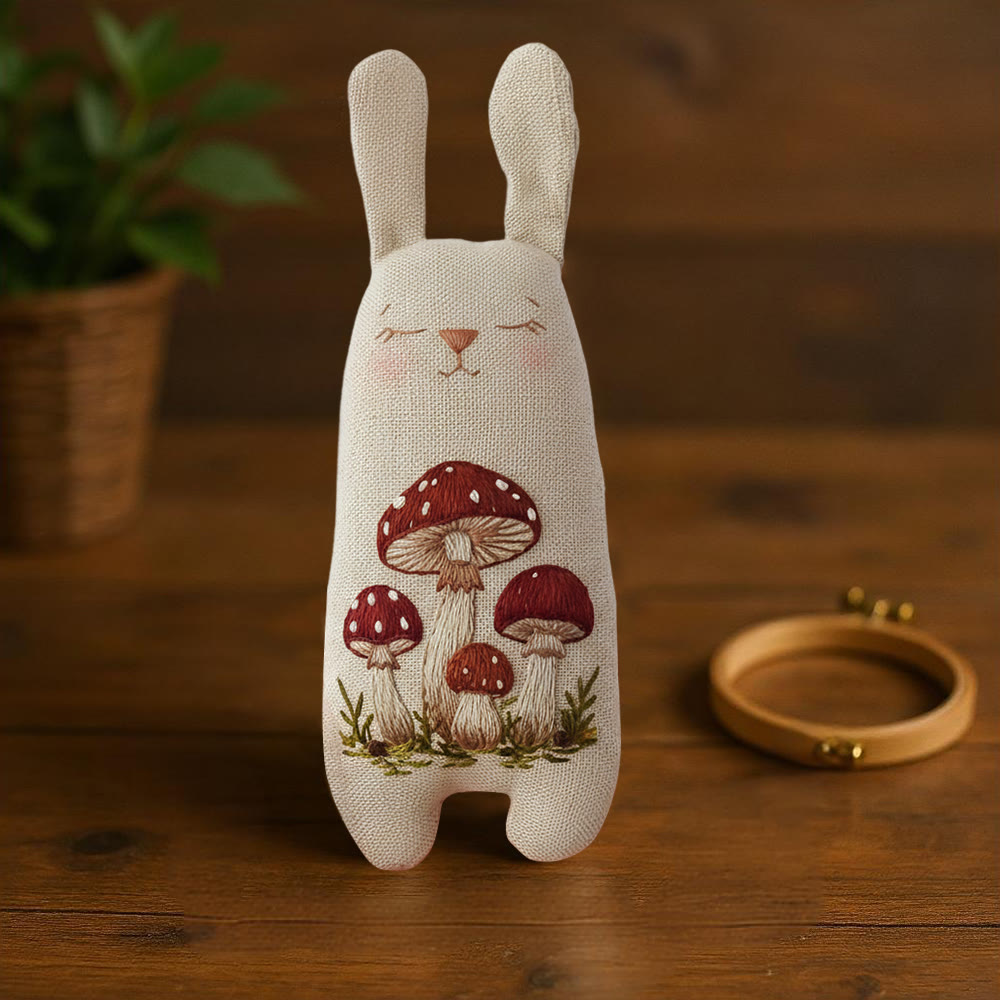 Rubbyoo Bunny Toy Embroidery Kit - Red Mushroom Cluster | Beginner-friendly Craft | Adorable Nursery Accent - image 2