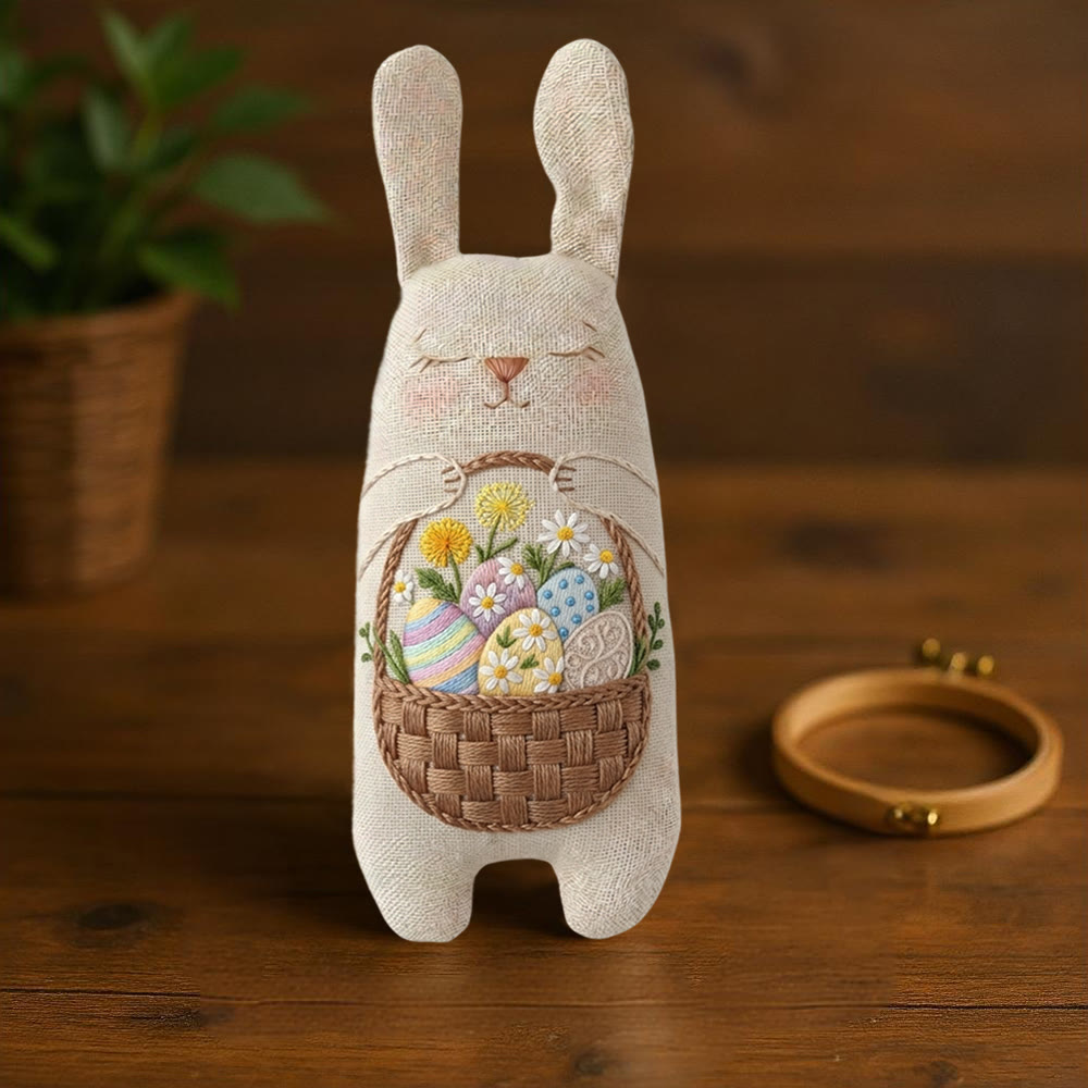 Rubbyoo Bunny Toy Embroidery Kit - Easter Egg Basket | Festive Stuffed Bunny Craft | Animal Sewing Kit - image 2