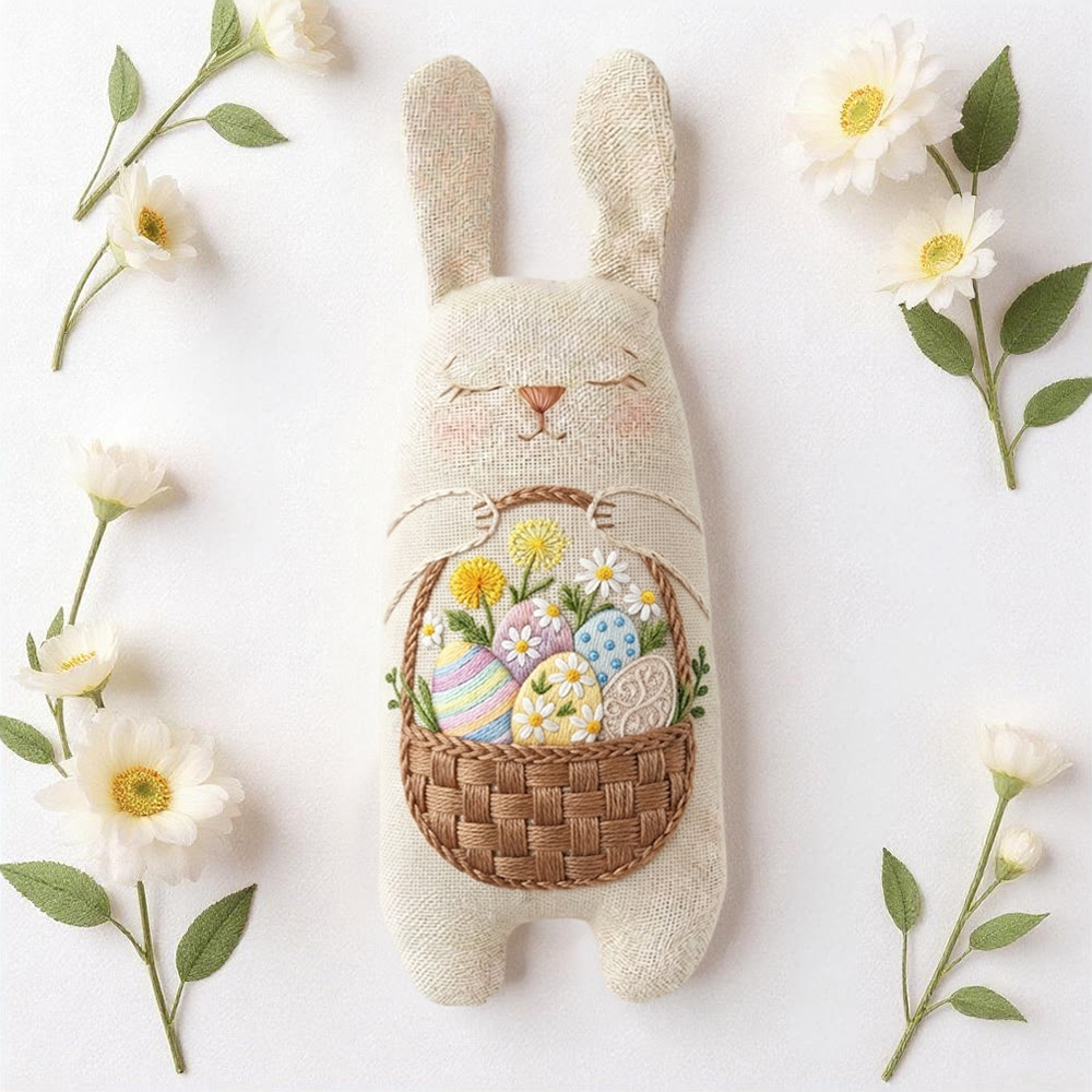 Rubbyoo Bunny Toy Embroidery Kit - Easter Egg Basket | Festive Stuffed Bunny Craft | Animal Sewing Kit - image 6