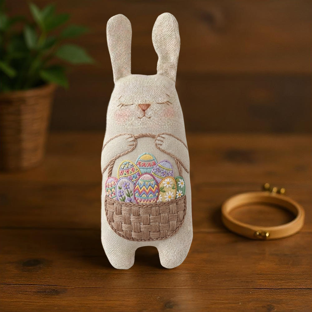 Rubbyoo Bunny Toy Embroidery Kit - Patterned Egg Basket | Easy Sewing Kit |stuffed Bunny Toy - image 4