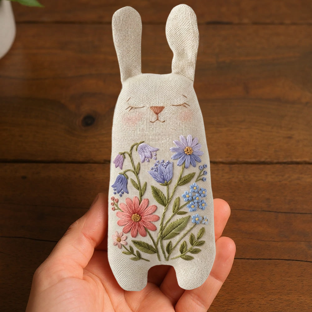 Rubbyoo Bunny Toy Embroidery Kiit - Blue And Purple Blooms | Beginner Sewing Kit | Handmade Stuffed Bunny Toy - image 6