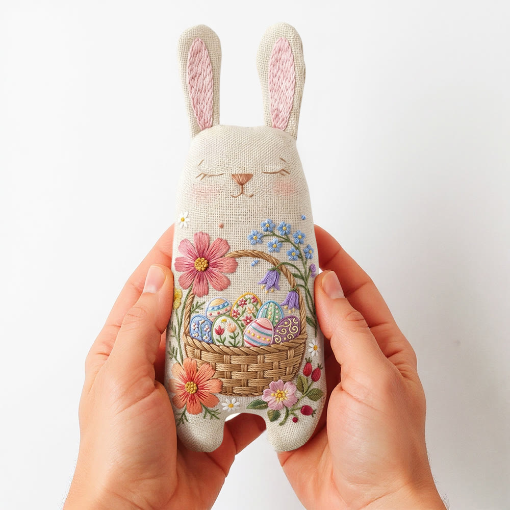Rubbyoo Bunny Toy Embroidery Kit  - Easter Basket  | Adorable Stuffed Bunny Toy | Diy Sewing Kit | Unique Birthday Gift  - 8 inches hoop kit - image 1