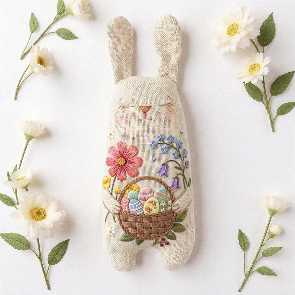 Rubbyoo Bunny Toy Embroidery Kit - Floral Easter Egg Basket | Joyful Diy Stuffed Rabbit | Portable Sewing Kit - image 2