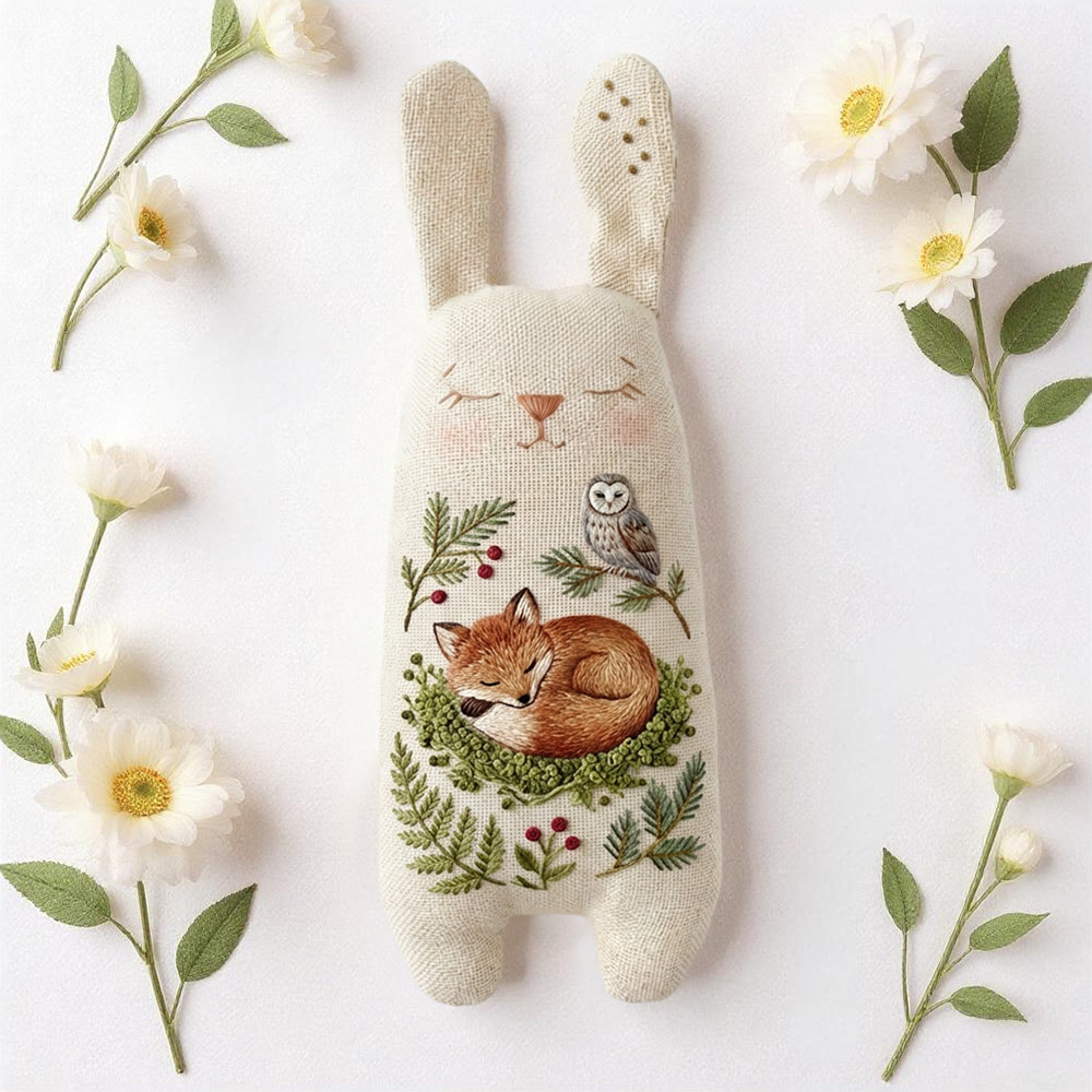 Rubbyoo Bunny Toy Embroidery Kit - Sleeping Fox And Owl | Creative Craft | Unique Handmade Toy For Kids - image 2