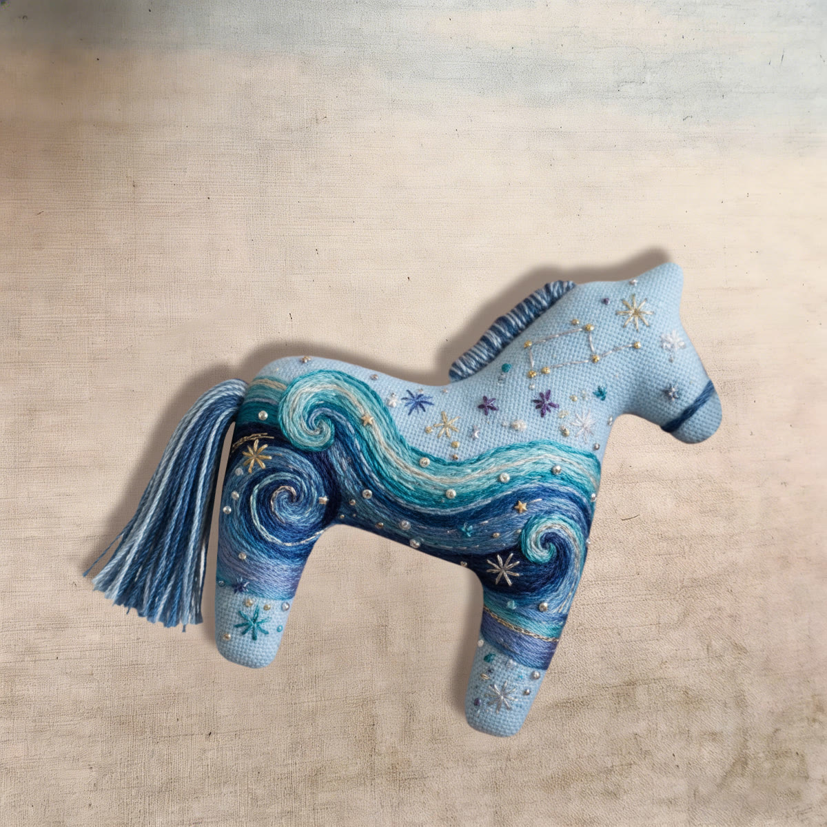 Rubbyoo Dala Horse Embroidery Kit - Ocean Wave Swirl | Nautical Craft | Stunning Hanging Accent - image 9