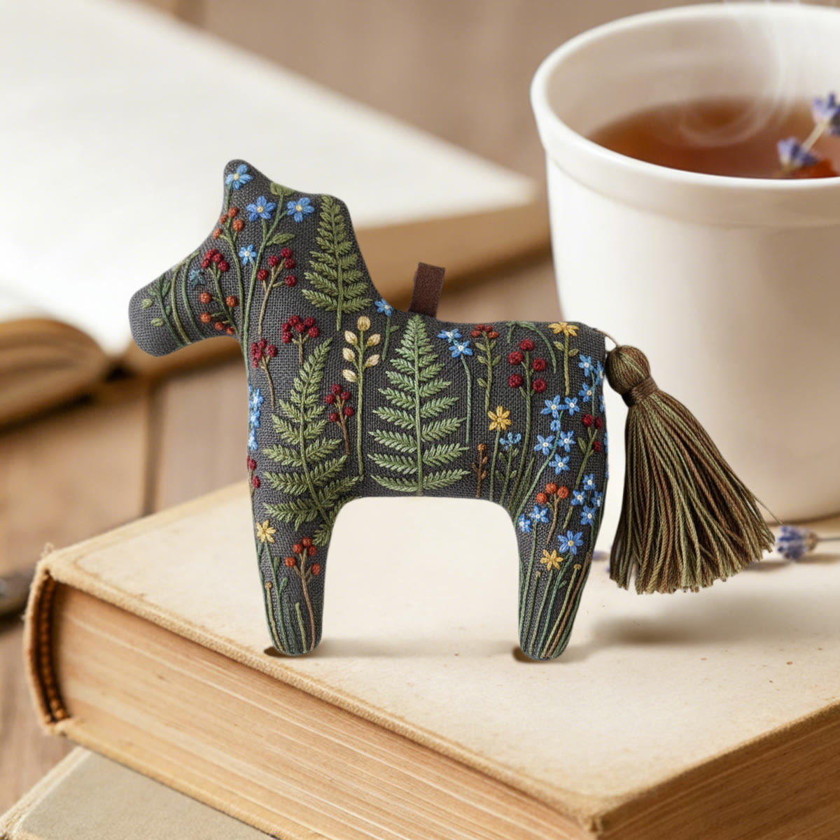 Rubbyoo Dala Horse Embroidery Kit - Woodland Plants | Gift For Nature Lover | Cottage Home Decor  - image 2