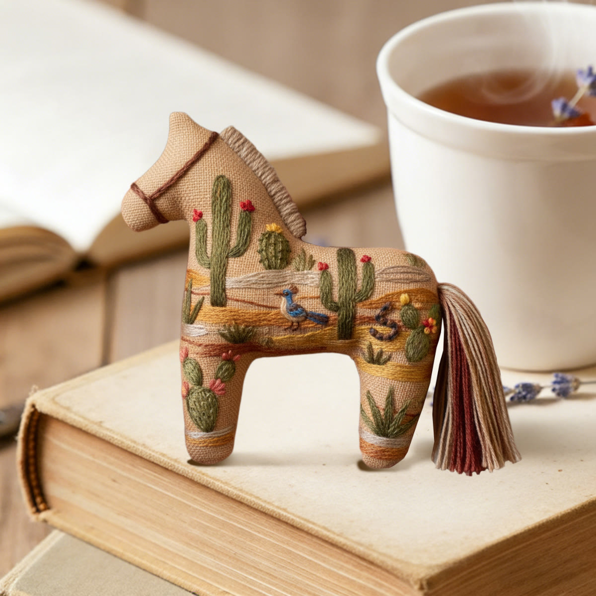 Rubbyoo Dala Horse Embroidery Kit - Desert Cactus Bird | Southwestern Craft | Eye-catching Table Ornament - image 2
