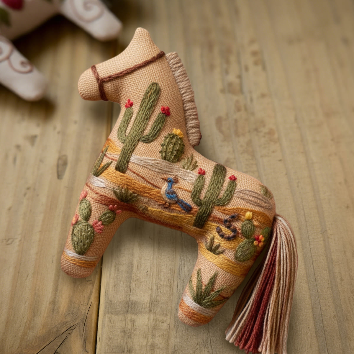 Rubbyoo Dala Horse Embroidery Kit - Desert Cactus Bird | Southwestern Craft | Eye-catching Table Ornament - image 6