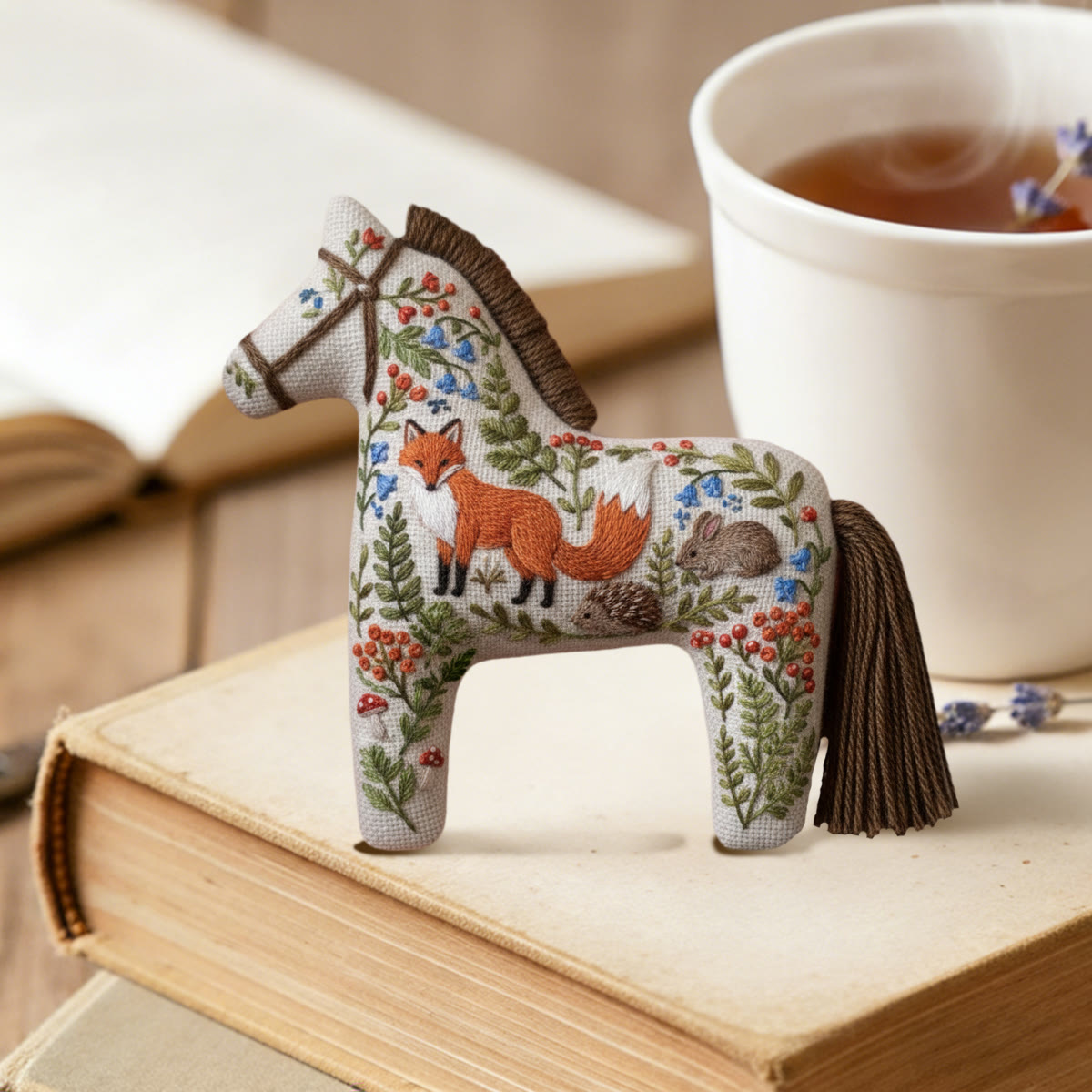 Rubbyoo Dala Horse Embroidery Kit - Fox and Woodland Friends | Beginner-Friendly Craft | Cute Gift Option - image 3