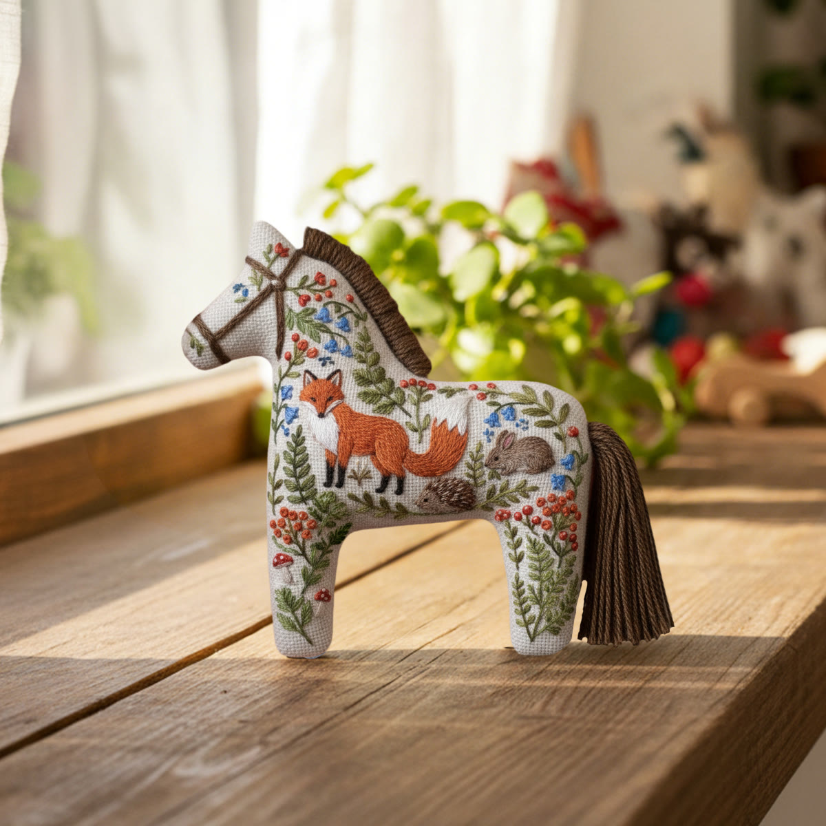 Rubbyoo Dala Horse Embroidery Kit - Fox and Woodland Friends | Beginner-Friendly Craft | Cute Gift Option - image 2