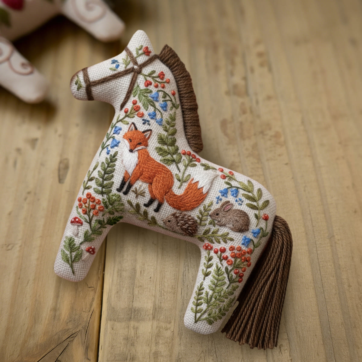 Rubbyoo Dala Horse Embroidery Kit - Fox and Woodland Friends | Beginner-Friendly Craft | Cute Gift Option - image 6