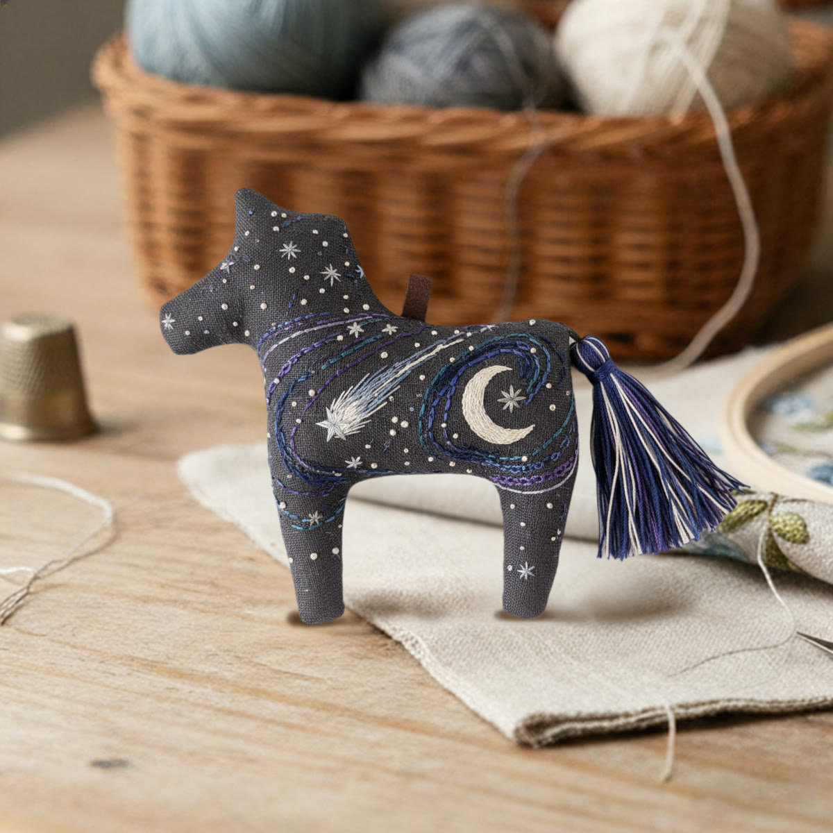 Rubbyoo Dala Horse Embroidery Kit - Star And Moon Night | Fun Craft Project | Cool Room Decoration - image 2