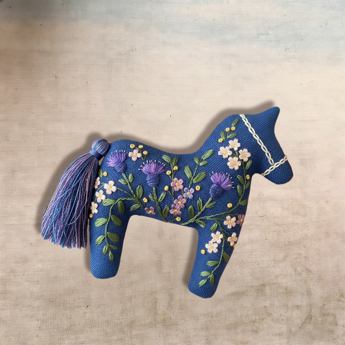 Rubbyoo Dala Horse Embroidery Kit - Blue Thistle And Floral | Easy Diy | Lovely Shelf Ornament - image 9