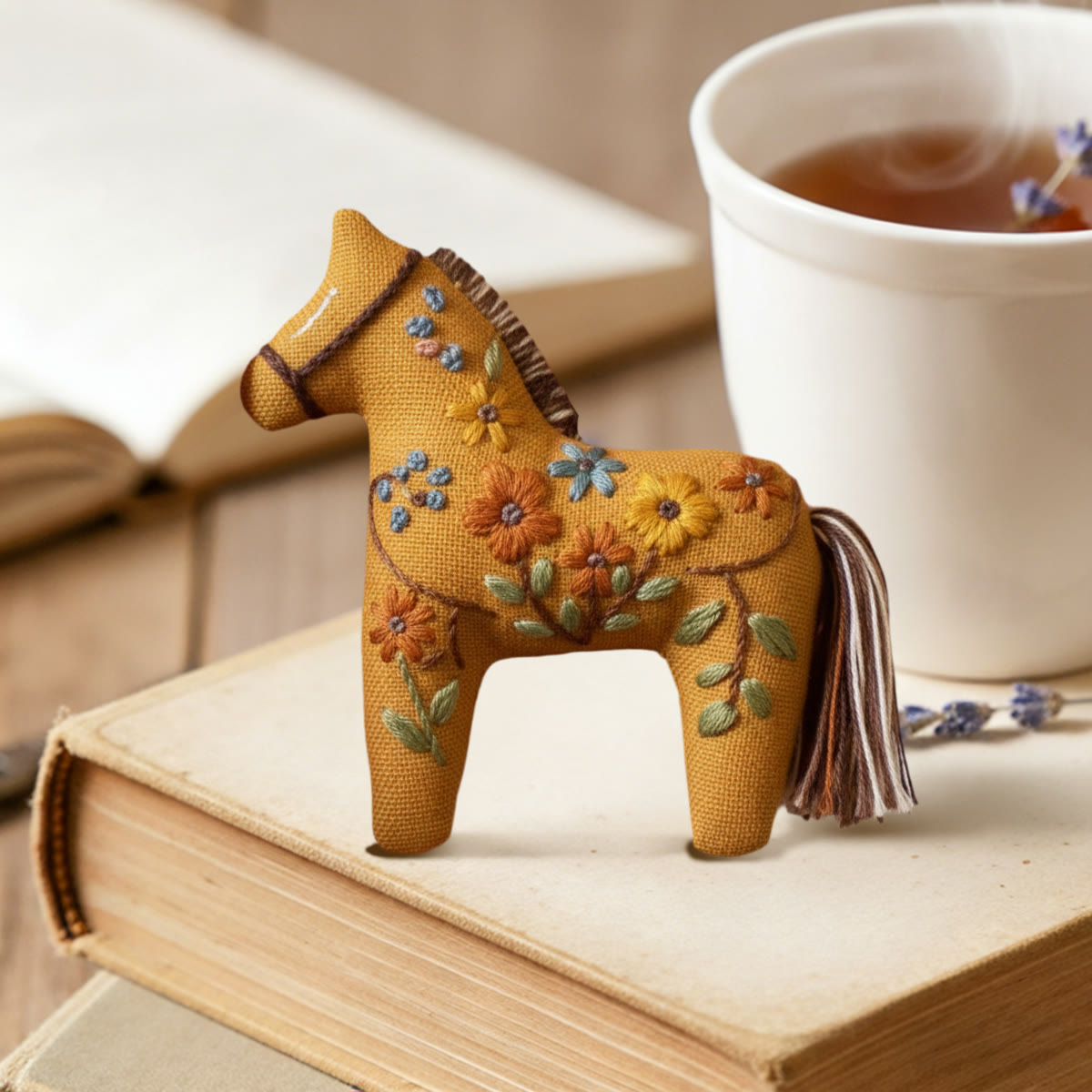 Rubbyoo Dala Horse Embroidery Kit - Yellow Wildflower Vine | Simple Handwork | Sweet Table Decoration - image 3