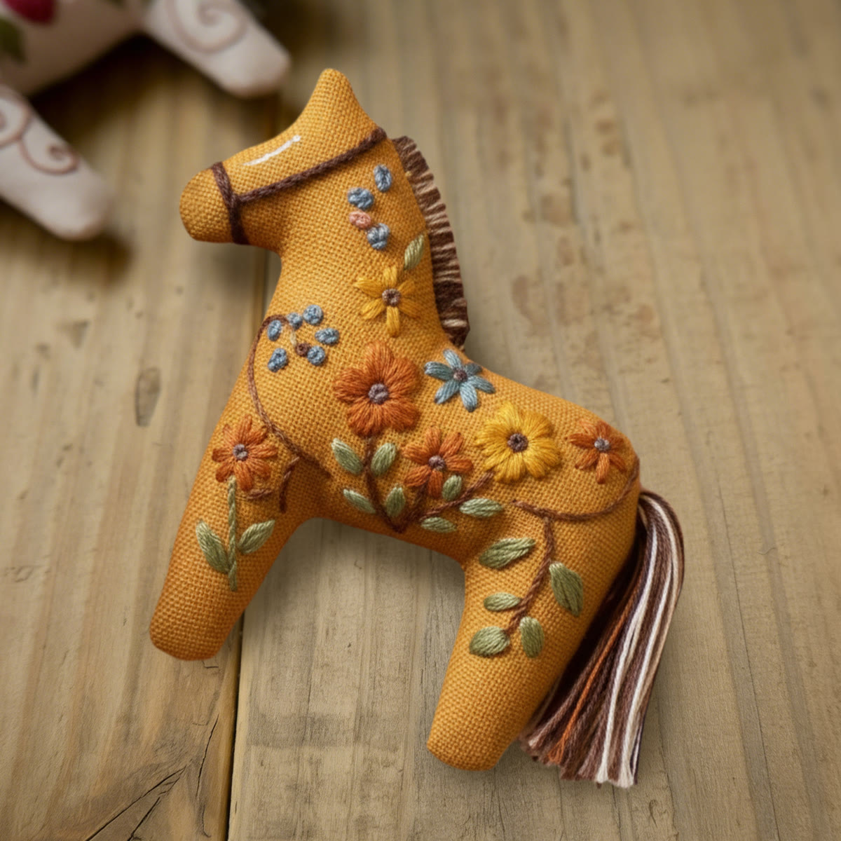 Rubbyoo Dala Horse Embroidery Kit - Yellow Wildflower Vine | Simple Handwork | Sweet Table Decoration - image 6